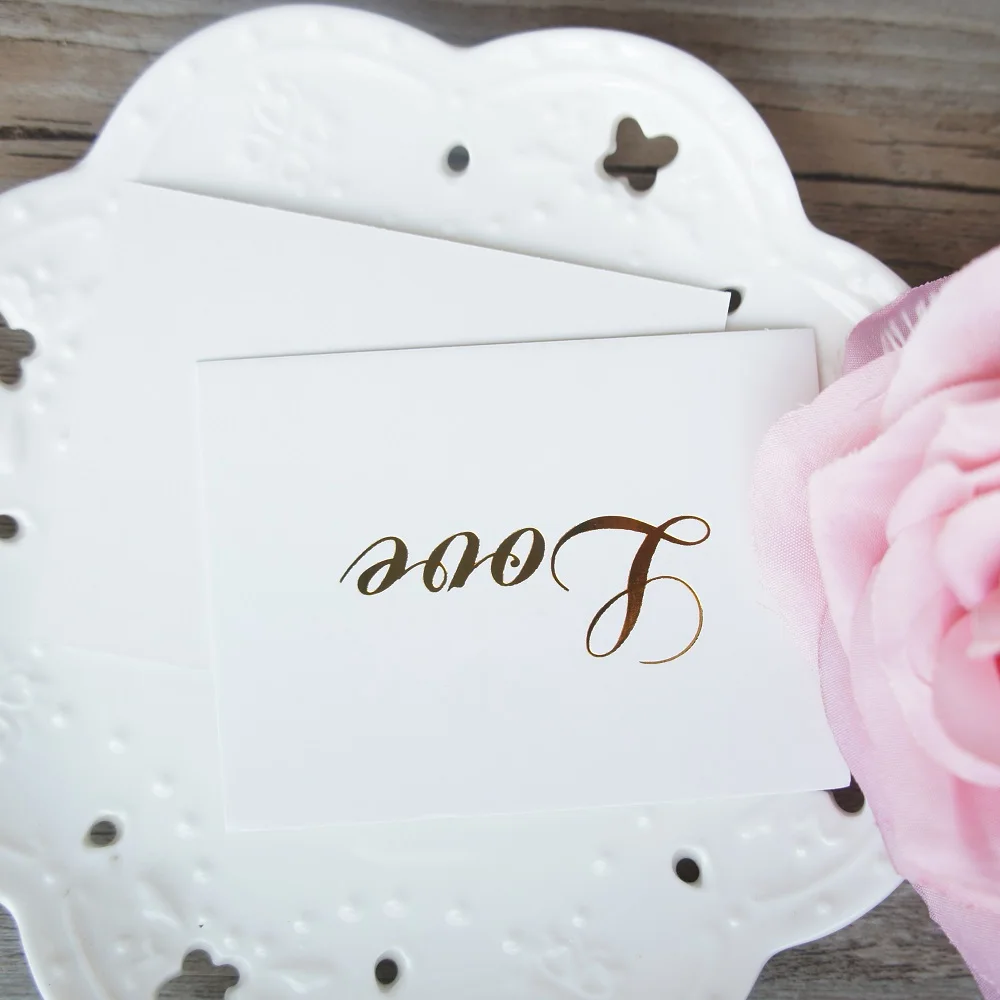

50pcs Mini love Card gold simple design multi-use as Scrapbooking invitation DIY Decoration party gift card message card