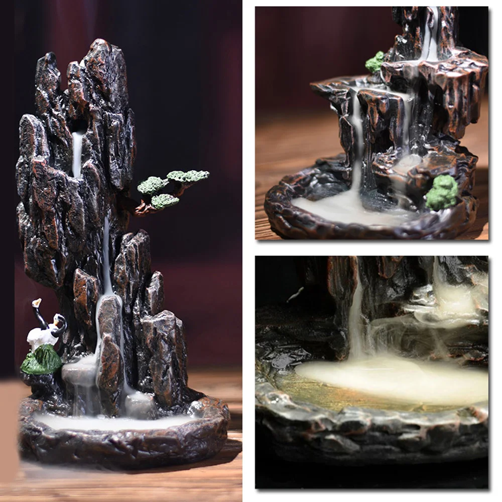 1 шт. абсолютно новая смола в форме горы дым водопад задний поток ладан горелка