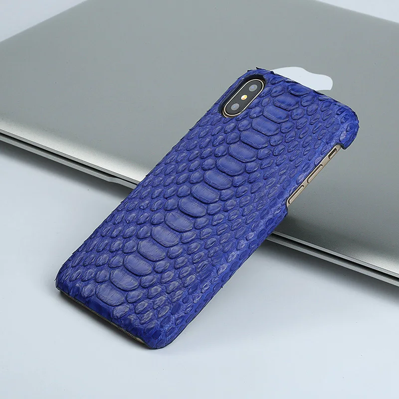 Blue Чехол для телефона из натуральной кожи для iphone 11 11 max 11 pro X 6 7 8 ультра тонкая задняя крышка из натуральной кожи питона для iphone Xs XR чехол s - Цвет: Blue