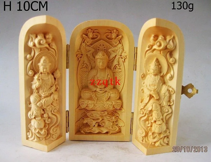 

3 шт. китайский 100% резьба по дереву Будда Boxwood Будда #2235