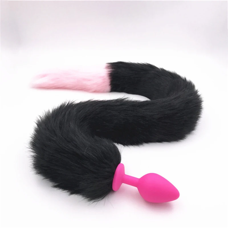 Silicone Butt Plug Tail Anal Splicing Color Black and Pink Animal Tails Anus Stopper Sex Products for Couples H8-5-131A | Красота и