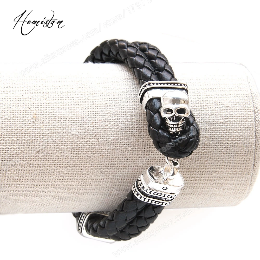 Кожаный браслет Thomas с черепом подходит для запястья 18-21 см украшение в стиле Rebel