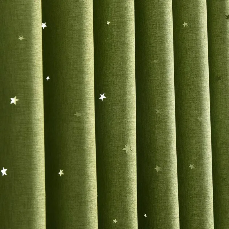 green cloth Современные оконные занавески со звездами для гостиной, качественные занавески для спальни, занавески для кухни s224& 30 - Цвет: green cloth