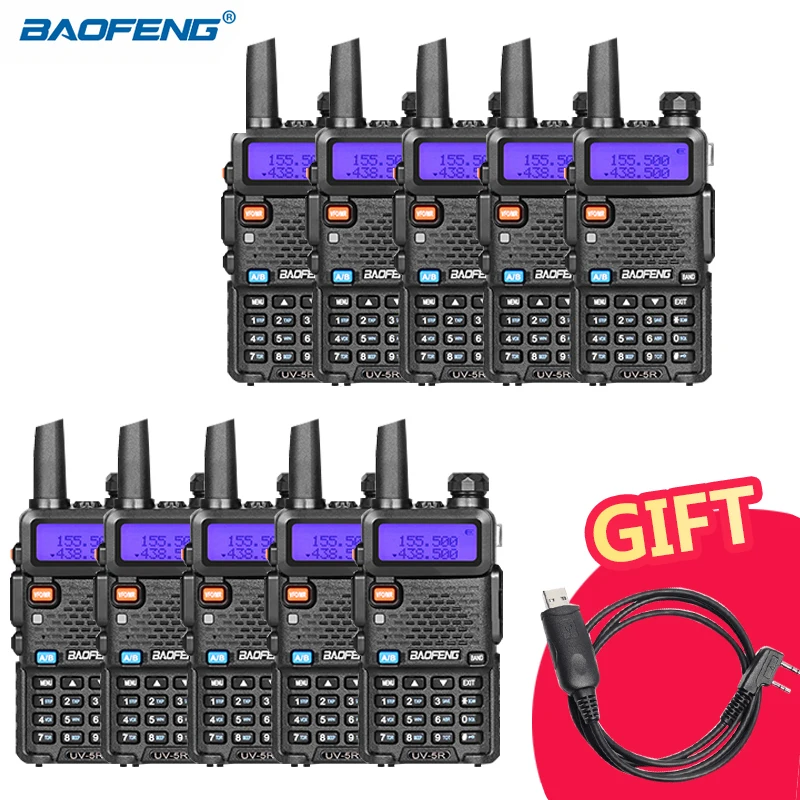 10 шт./лот BAOFENG UV-5R рация для охоты UHF VHF Двухдиапазонный CB радиоприемник Comunicador pofung uv5r любительская радиостанция