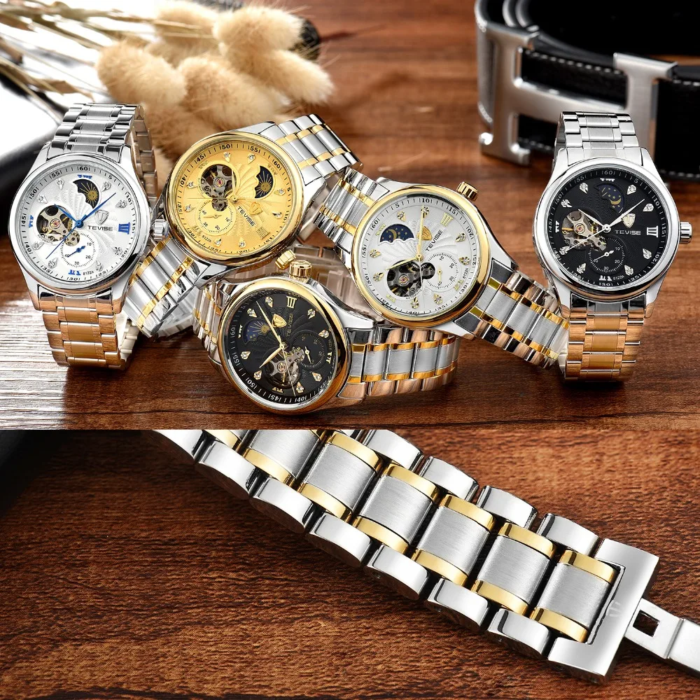 Мужские механические часы TEVISE модные повседневные наручные с автоматическим