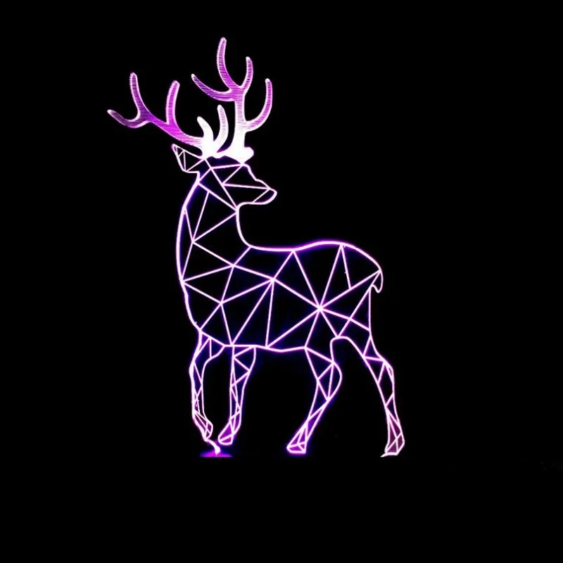 3D Визуальный олень Милу Лось Олень лосячий Многоцветный акриловый светильник