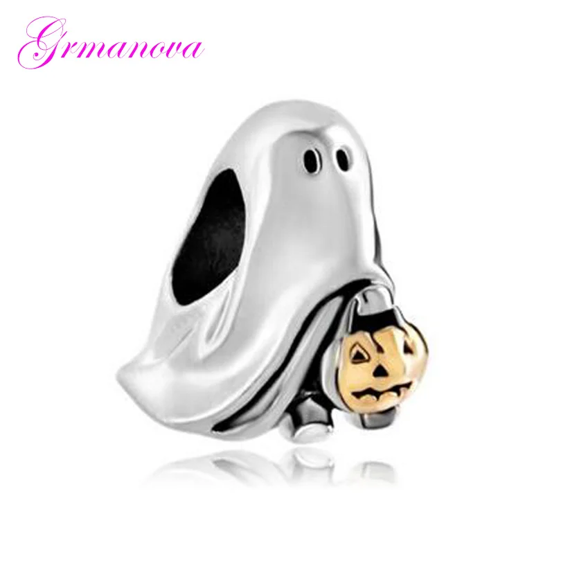 

Halloween Golden Pumpkin Ghost European Charm Beads Female DIY Jewelry Amulet Fit Pandora Bracelet Women's DIY Jewelry