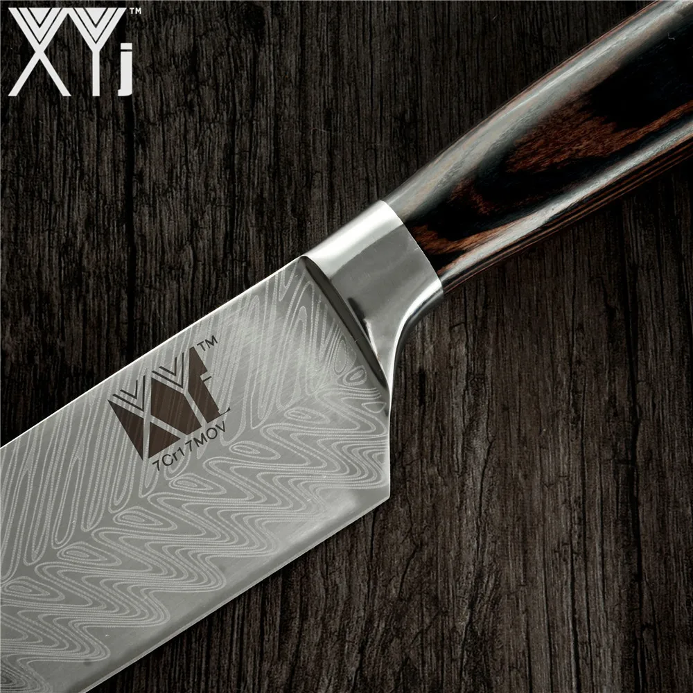 XYj шеф-повар 8 ''кухонный нож из нержавеющей стали с цветной деревянной ручкой