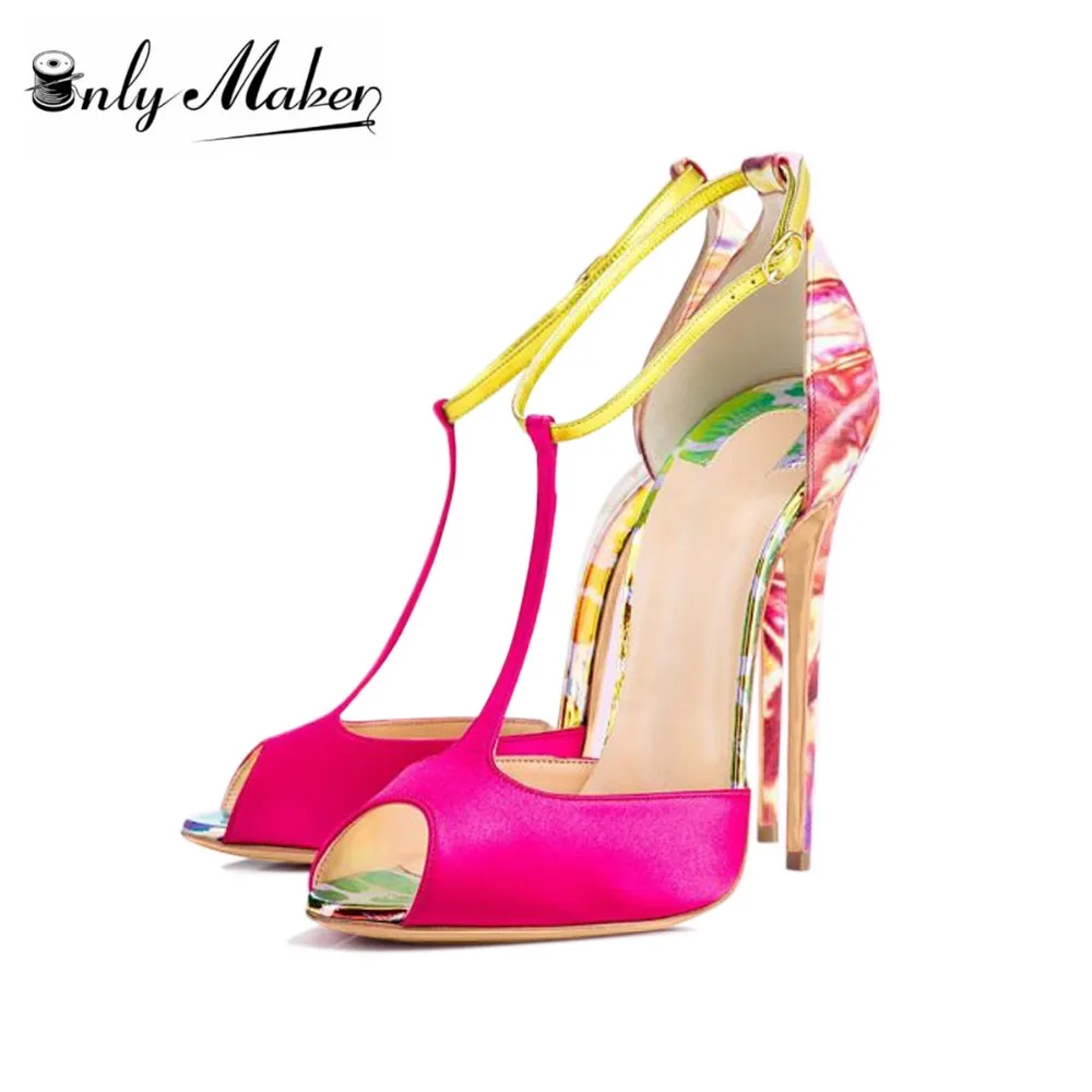 Onlymaker/модельные туфли для выпускного сандалии с Т образной застежкой и открытым