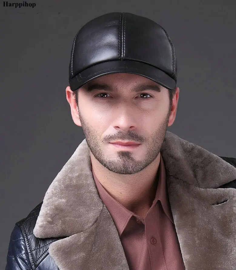 Горячая Распродажа gorras hombre snapback новая зимняя шапка из овчины теплая регулируемая бейсболка из натуральной кожи для мужчин
