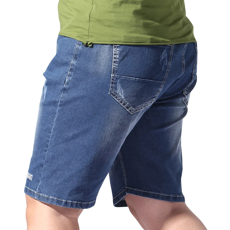 XL-6XL плюс Размеры мужские джинсовые шорты мешковатые для лета стрейч