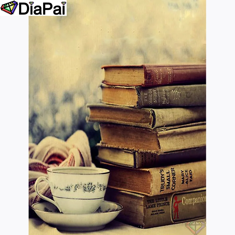 DIAPAI 100% квадратная/круглая дрель 5D DIY Алмазная картина &quotКнига кофейная чашка&quot