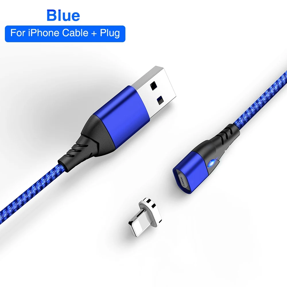 Blue for iPhone KISSCASE 3A быстрая передача данных зарядный Магнитный кабель многоцелевой Micro usb type C кабель Зарядное устройство USB C адаптер Универсальный - Цвет: Blue for iPhone