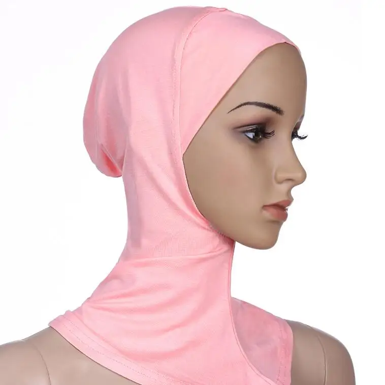 pink Multicolor Full Cover Soft Modal Muslim Hijab Shawls Swimming Cap Women's Swimming Suit Islamic Underscarf Bikinis Beachwear Cap - Цвет: pink