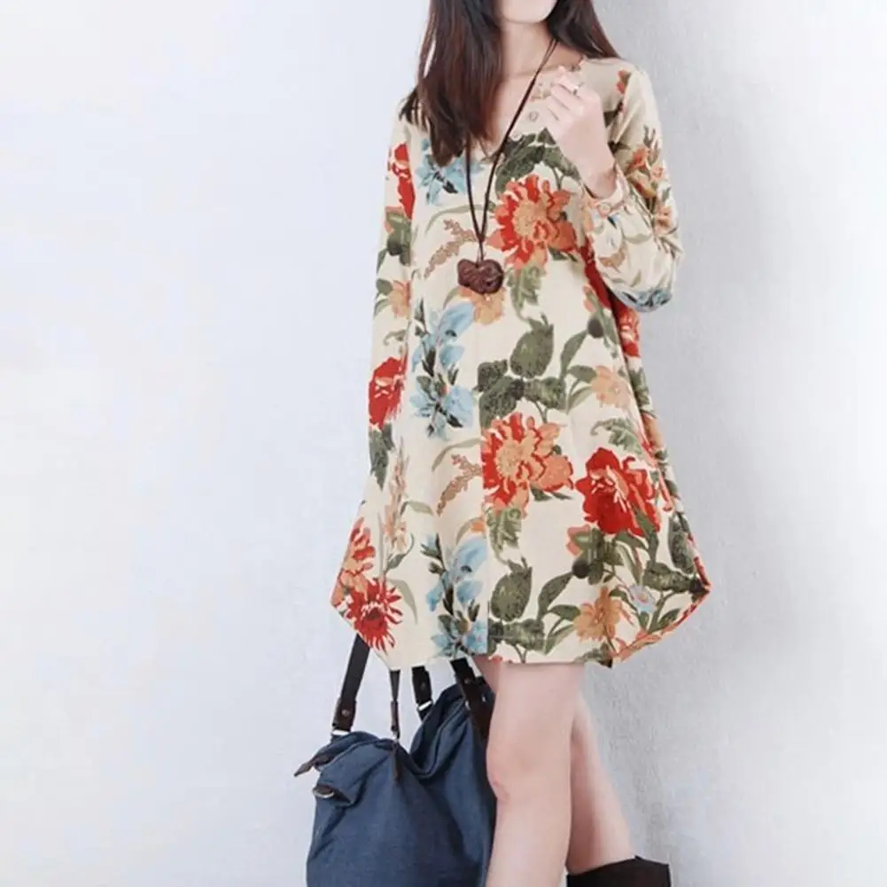 Плюс Размеры Женская Весенняя и осенняя одежда v образным вырезом печати