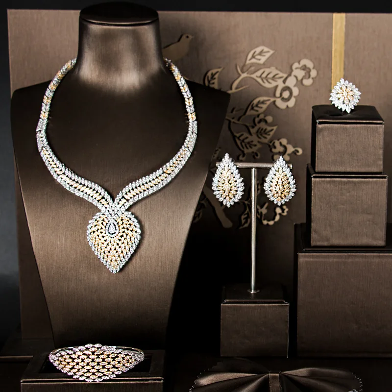 Новые роскошные женские ювелирные наборы из серебра и разноцветного кубического