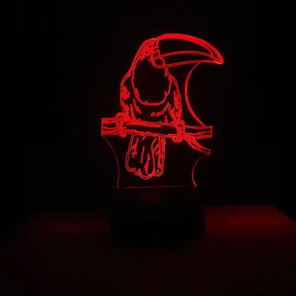 Amroe 3D светодиодный светильник животное мультфильм попугай Акриловые RGB ночные светильники USB Сенсорное управление Настольная лампа для дома Рождественский подарок для детей