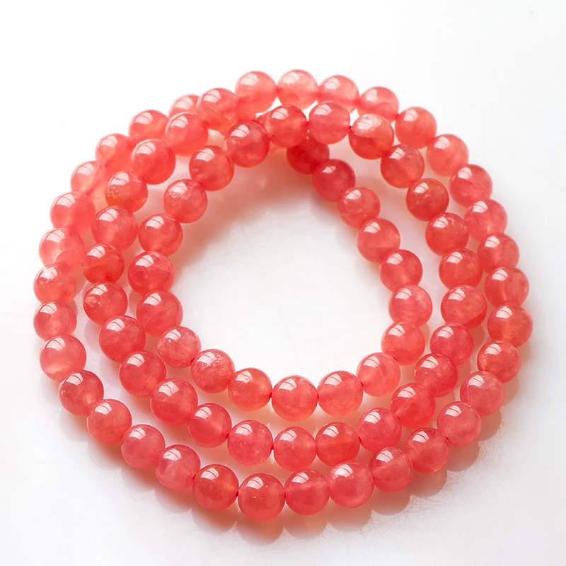 Новинка 2018 натуральный ледяной Родохрозит драгоценный камень три круга браслет