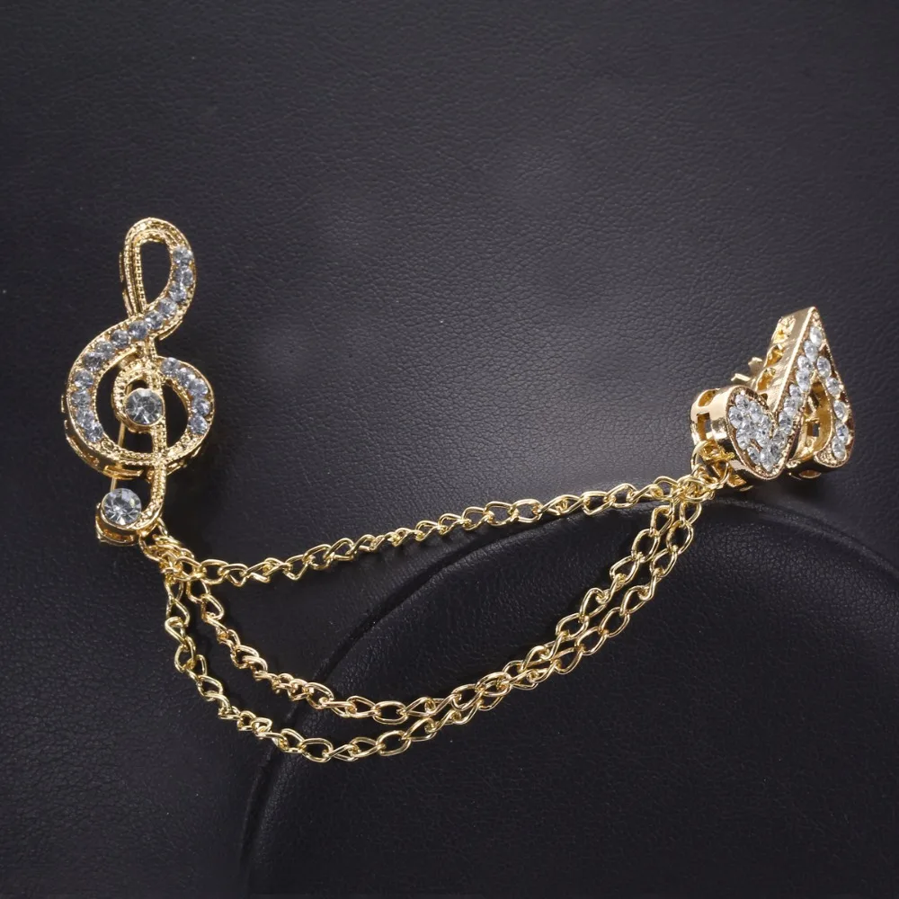 Мужская и женская брошка унисекс с музыкальными нотами стразами бутоньерка для