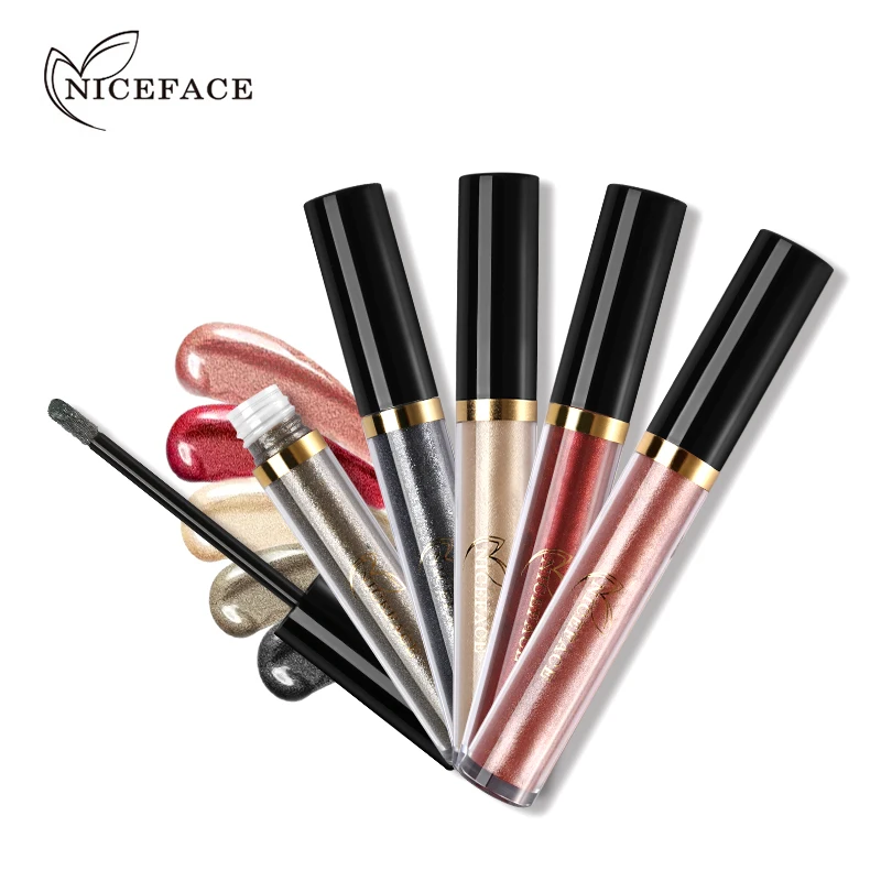 NICEFACE блестящие жидкие тени для век тинт макияжа стойкий яркий пигмент Шиммер