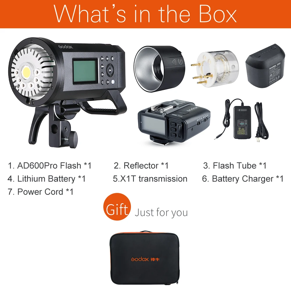 В наличии Godox AD600Pro портативная Внешняя вспышка 1/8000s TTL HSS 38W LED Встроенная система X