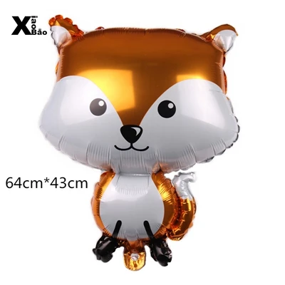 Fox balloon X1 Лесные животные Тема Бумажный Мешок тарелка посуда соломенная фольга, латекс воздушный шар плакат с приглашением карты день рождения подарки - Цвет: Fox balloon X1