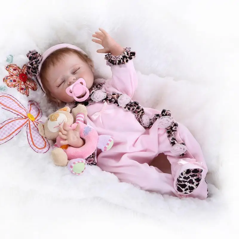 New 55cm Silicone Reborn Baby Dolls Sleeping Babies Lifelike Real Vinyl Belly Girls Bebe Alive Brinquedos Bonecas | Игрушки и хобби