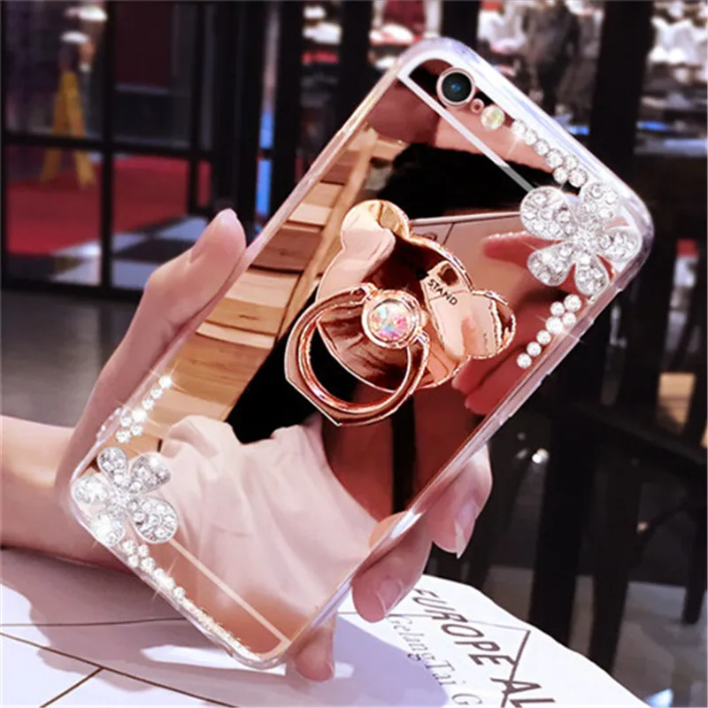 Роскошный зеркальный чехол LaMaDiaa с кольцом-держателем и цветком для xiaomi Redmi 8 7 6 5A 5