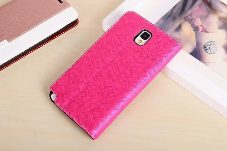 for GALAXY Note 3 N9006 Cross lines leather case hit color support holster cover protective skin |