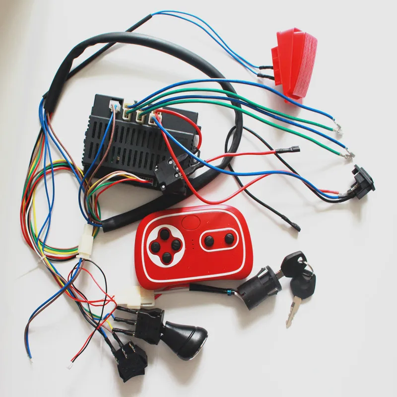DC 24V Children Electric Car DIY Modified Wires and Switch Kit,with 2.4G Bluetooth Remote Control Self-made Baby Electric Car