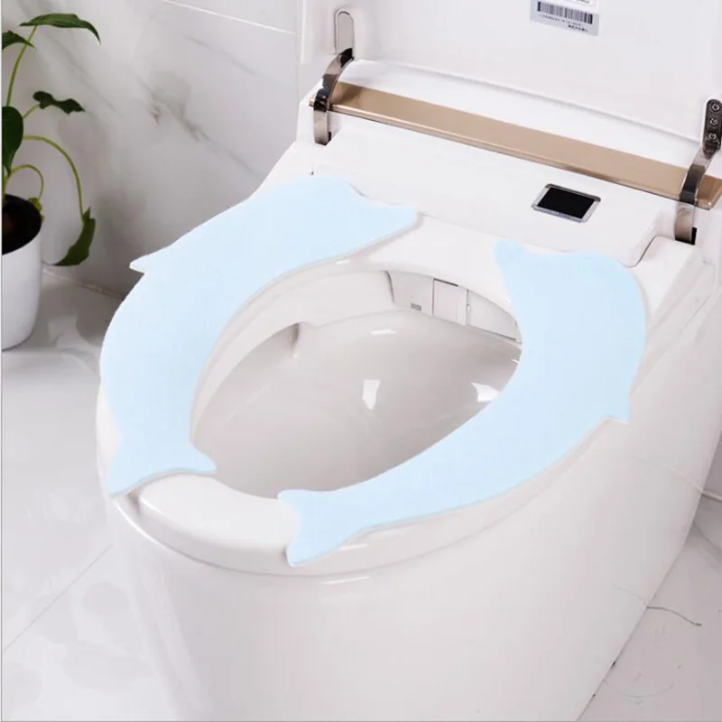 Твердые Цвет флисовый утепленный сиденье для унитаза пасты мультяшный дельфин