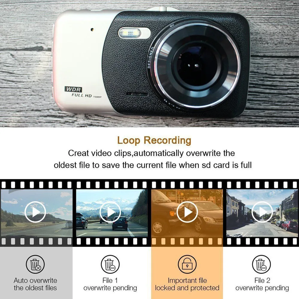 Франшиза " lcd ips Двойной Лен Автомобильный видеорегистратор FHD 1080P приборная панель камера 170 вождения DVR 1080P& 720P Поддержка 32 Гб TF карта 50 Гц/60 Гц