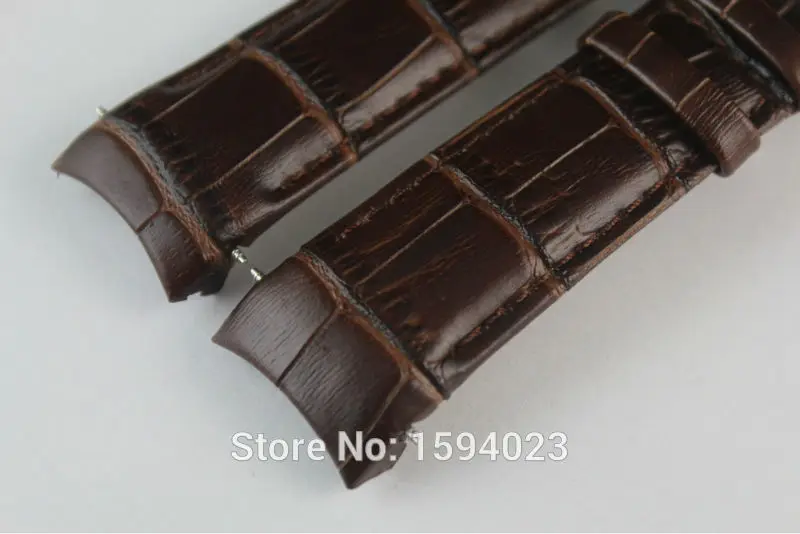 22mm (Buckle 20mm) T035410A T035407A High Quality Silver Butterfly Buckle + Brown Genuine Leather curved end Watchband belts man
