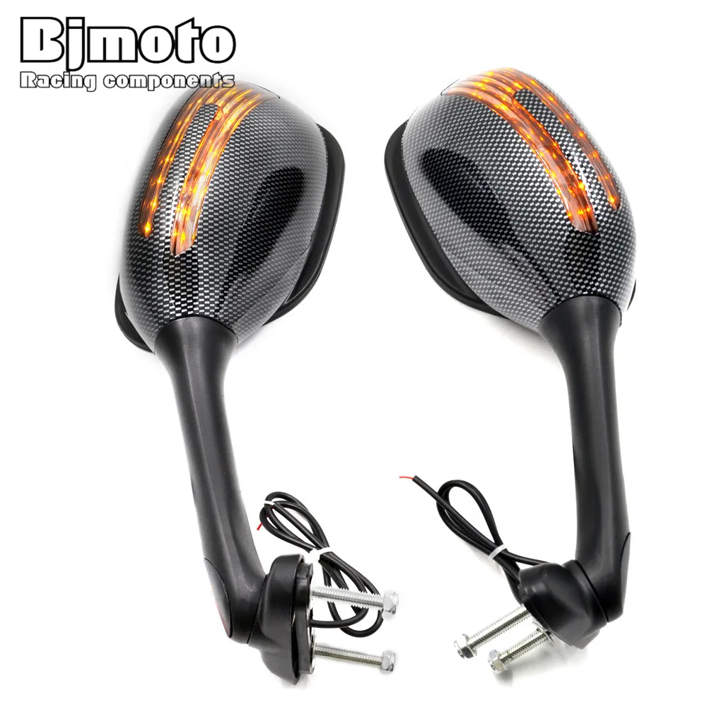 

BJMOTO мотоциклетные заднего вида с светодиодный поворотник светильник зеркал сбоку интегрированных для Suzuki GSXR1000 05-15 GSXR600 GSXR750 06-15