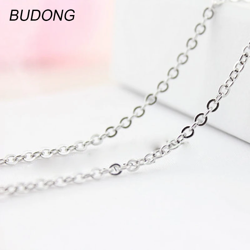 BUDONG 1.6mm Width Snake Chain Necklace for Women 925 Sterling Silver Jewelry 40cm/45cm/50cm/55cm/60cm/70cm Length |