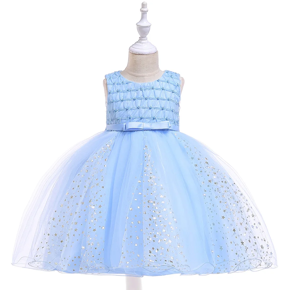 

New Flower Girls Dress Kids Sleeveless Beading Bodice with Tulle Dress Girls Evening Party Dress Formal Children Clothing