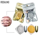 Блестки для ногтей ROSALIND, золотыесеребряные блестки, Волшебная зеркальная пудра с губкой, палочка, пигмент сделай сам для маникюра и ногтевого дизайна, блестки для ногтей