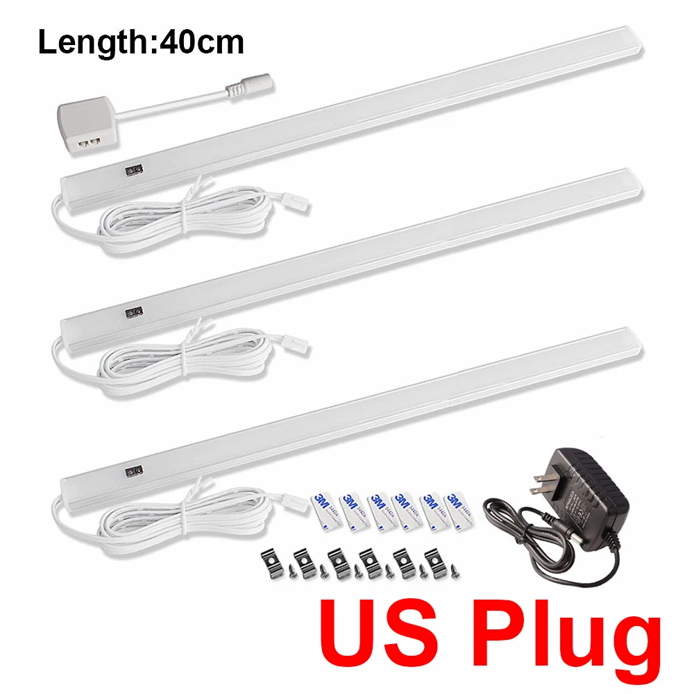 3x40cm-US Plug 12 В сенсорный светодиодный светильник для кухонного шкафа, лампа с датчиком движения для рук, барный светильник, шкаф для спальни, шкаф, светильник, s светодиодный светильник, лампада - Color: 3x40cm-US Plug