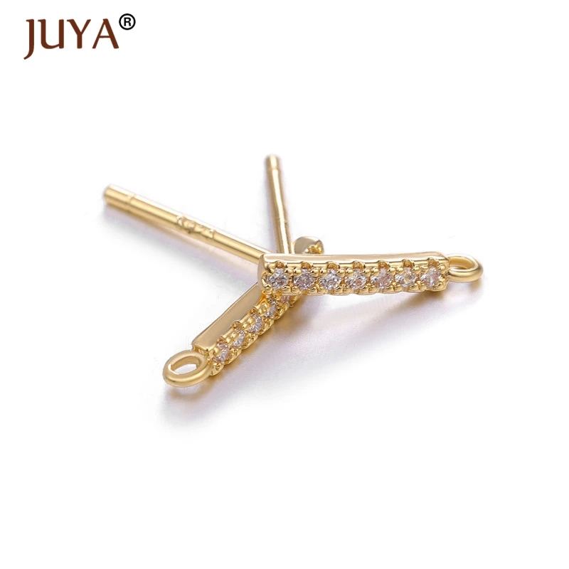 DIY аксессуары для изготовления сережек покрытые 14 K настоящим золотом с цирконом в форме стержня серьги-Крючки фурнитура ручной работы ювелирное изделие