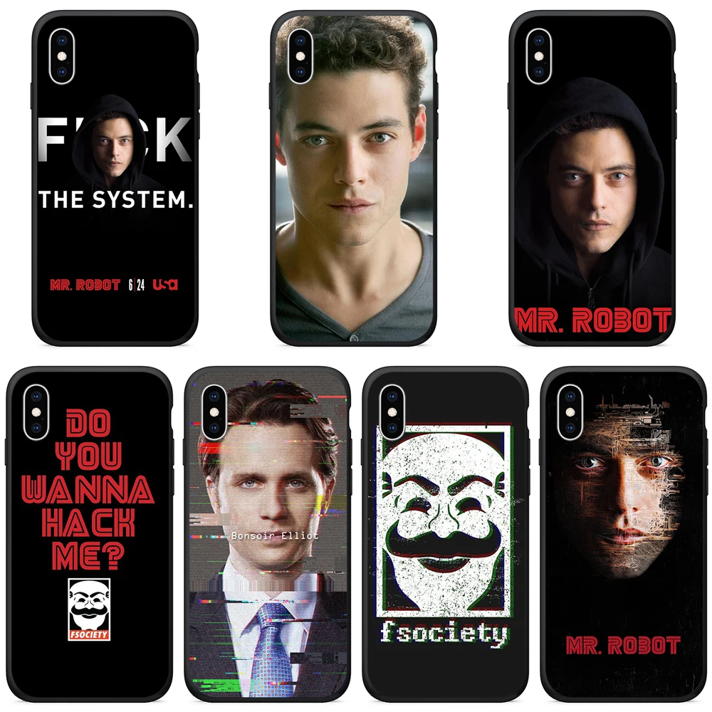 Чехол для телефона из ТПУ iPhone x Силиконовый чехол Mr Robot 7 8 Plus xr xs max 5S se |