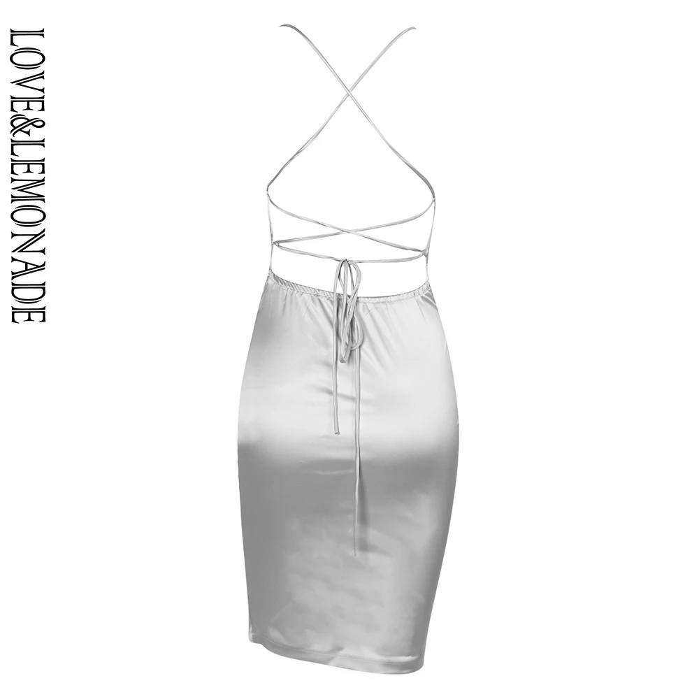 Женское блестящее платье LOVE &amp LEMONADE серое мини-платье из искусственного шелка с