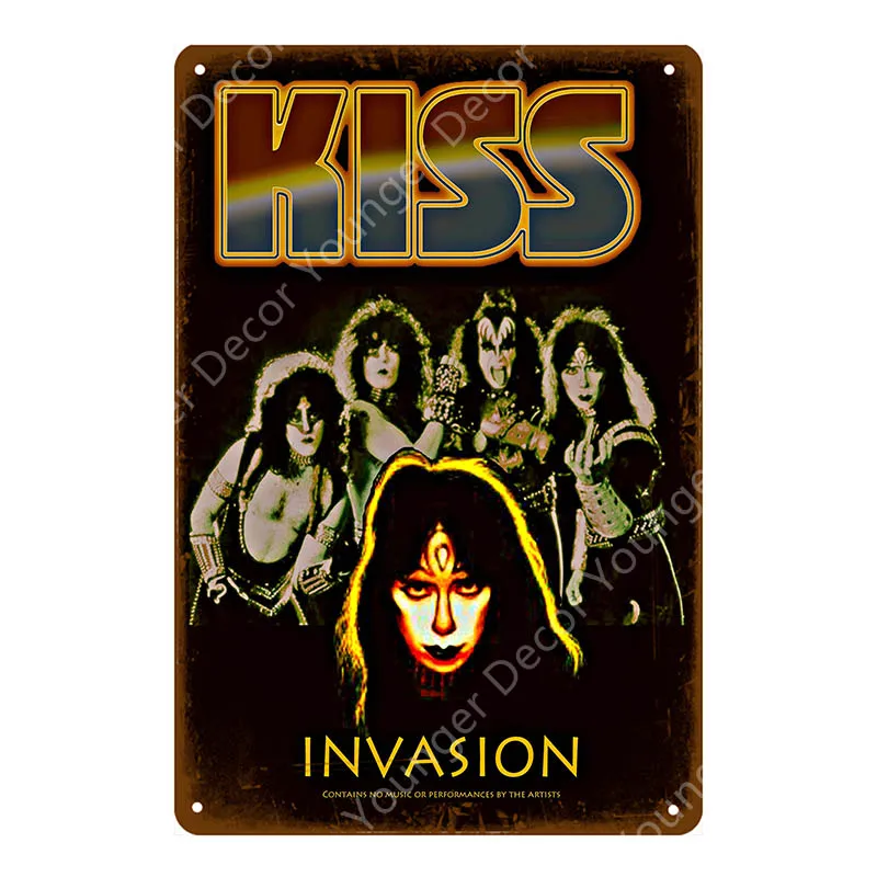 YD6508F Музыка рок винтажные металлические знаки плакат Kiss Band табличка настенные стикеры украшение дома Классическая Роспись Тарелка бар клуб Декор - Цвет: YD6508F