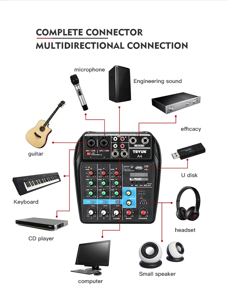 FELYBY mixer professional home USB Bluetooth small with reverberation belt amplifier stage performance live mixer
