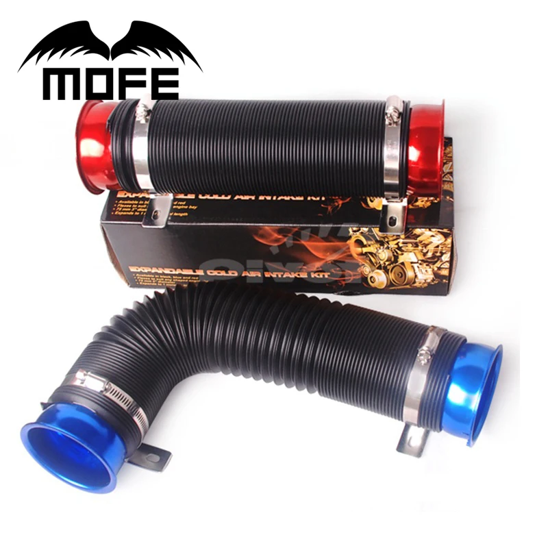 Новый синий Универсальный 76 мм забора воздуха индукционные комплект Гибкая