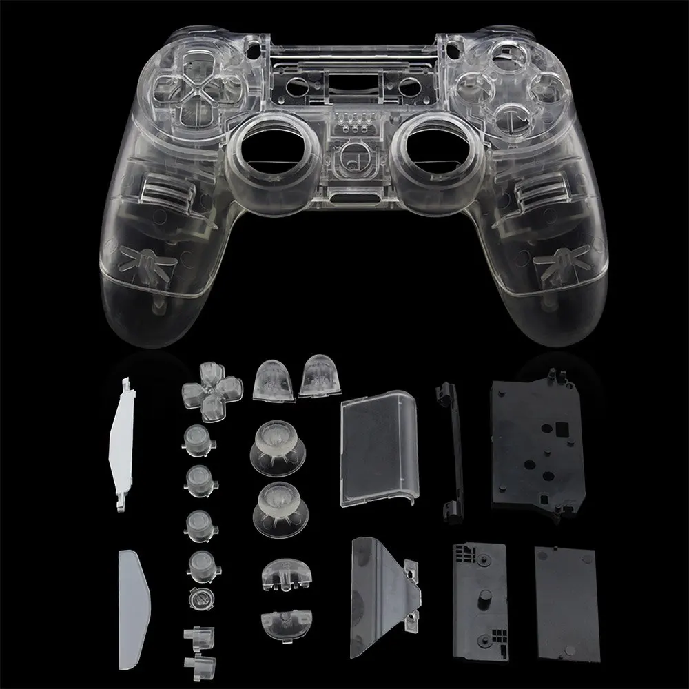 Full set with Button PS4 V1 контроллер пользовательский прозрачный корпус Оболочка Чехол ремонт мод комплект для sony Playstation 4 PS 4 Ограниченная серия - Цвет: Full set with Button