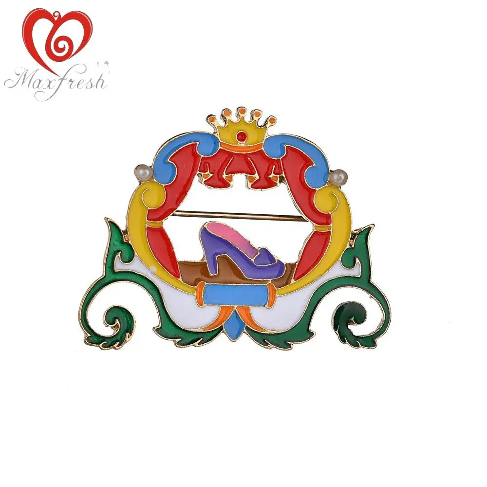 Maxfresh эмаль контакты Мода металлическая брошь куртка знак сказка платье Золушки обувь тыквы автомобиль