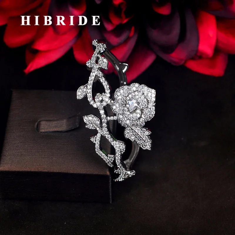 Браслет hibrid с розами роскошные подарочные браслеты фианитами AAA украшения для