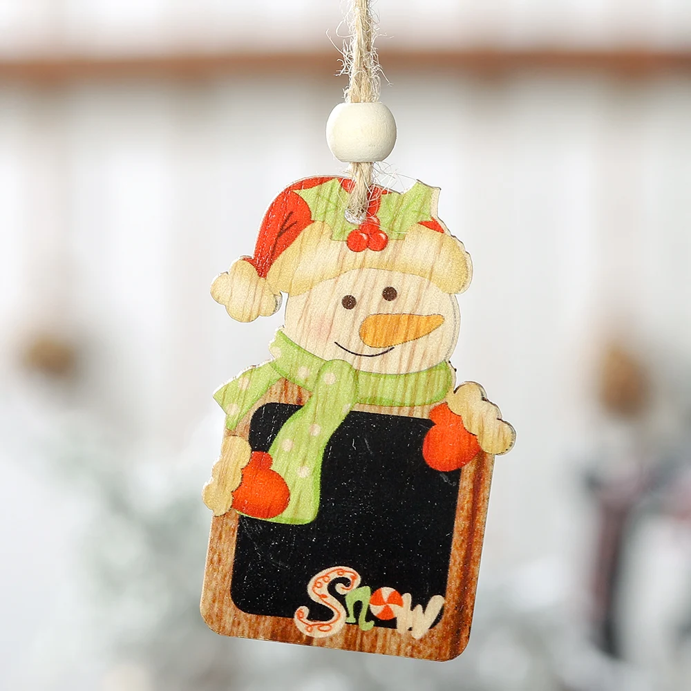 Snowman 1 шт. милые деревянные елочные украшения в виде лося, подвесная Подвеска для изготовления, рождественские украшения в виде Санты для дома, год - Цвет: Snowman