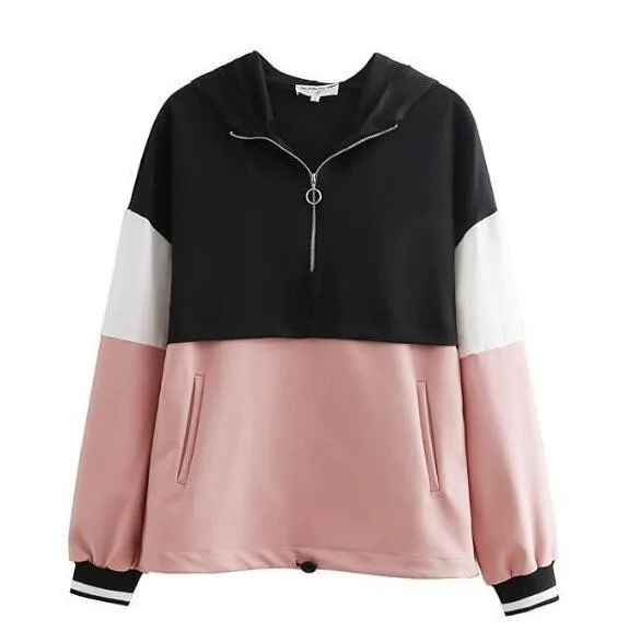 hoodies Новинка весны, розовая Повседневная Толстовка с капюшоном в стиле пэтчворк, с карманами, с боковыми полосками, штаны для бега, женские повседневные спортивные костюмы - Цвет: hoodies