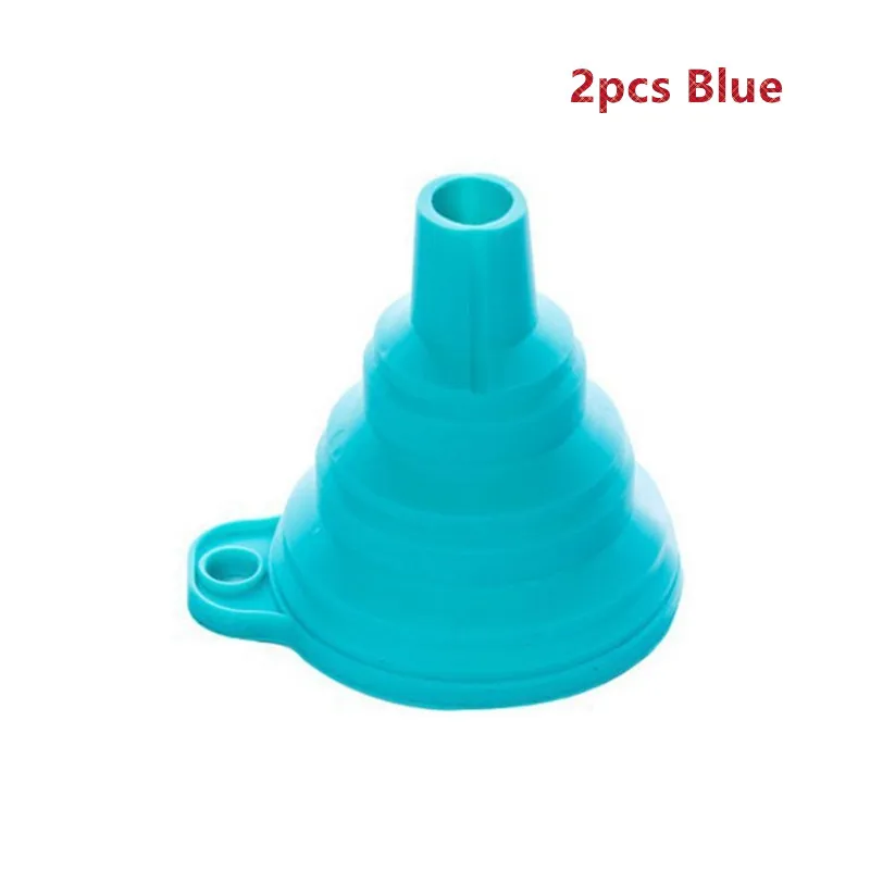 2pcs blue 2 шт. Силиконовый Складной Мини жидкости Складная воронка портативный масла мёд воронки вина бункер дома кухня пособия по кулинарии инст - Цвет: 2pcs blue